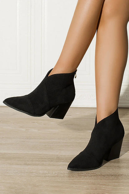 POINTED ANKLE BOOT WITH SUEDE EFFECT