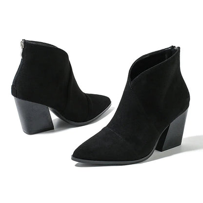 POINTED ANKLE BOOT WITH SUEDE EFFECT