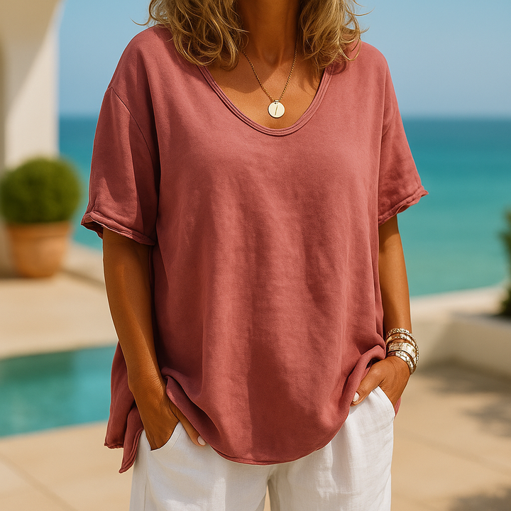 Arista - Casual Relaxed Crew Neck Top