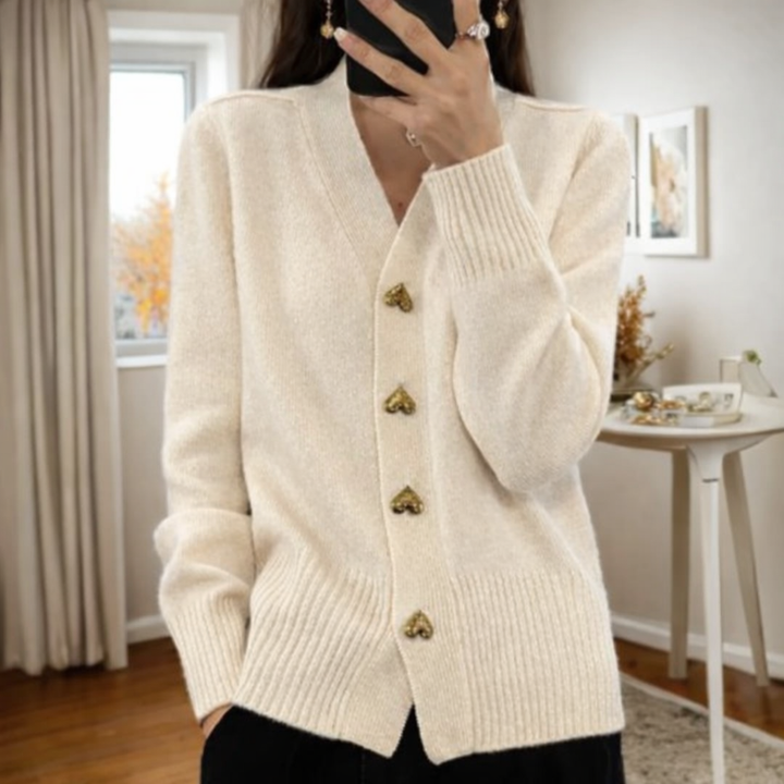 Armelle | Elegant Heart Button Cardigan