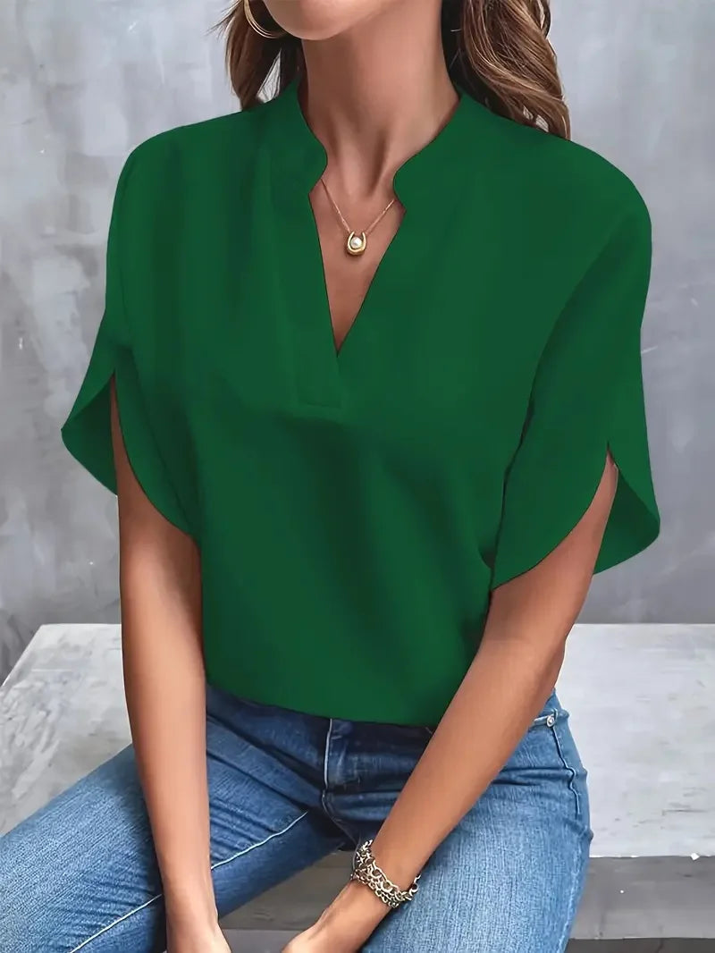 Delia | Soft Elegant V-Neck Blouse