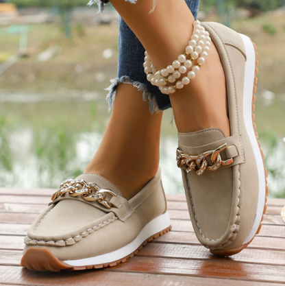 Elle - Diamond Buckle Loafers