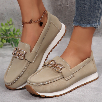 Emma - Chic Diamond Buckle Loafers