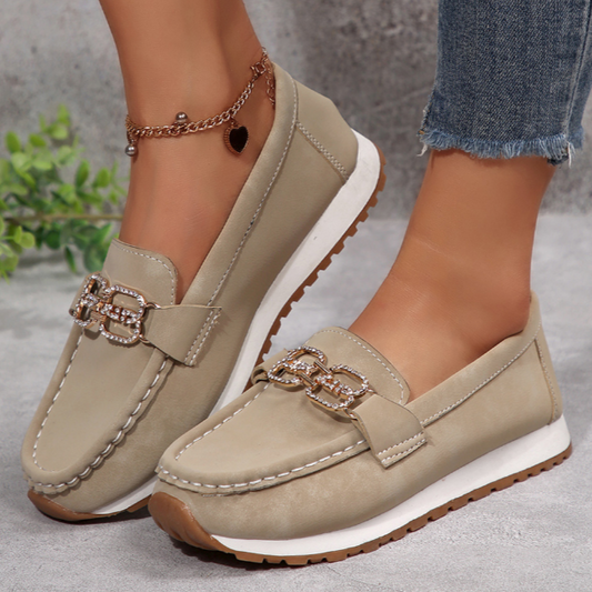 Emma - Chic Diamond Buckle Loafers