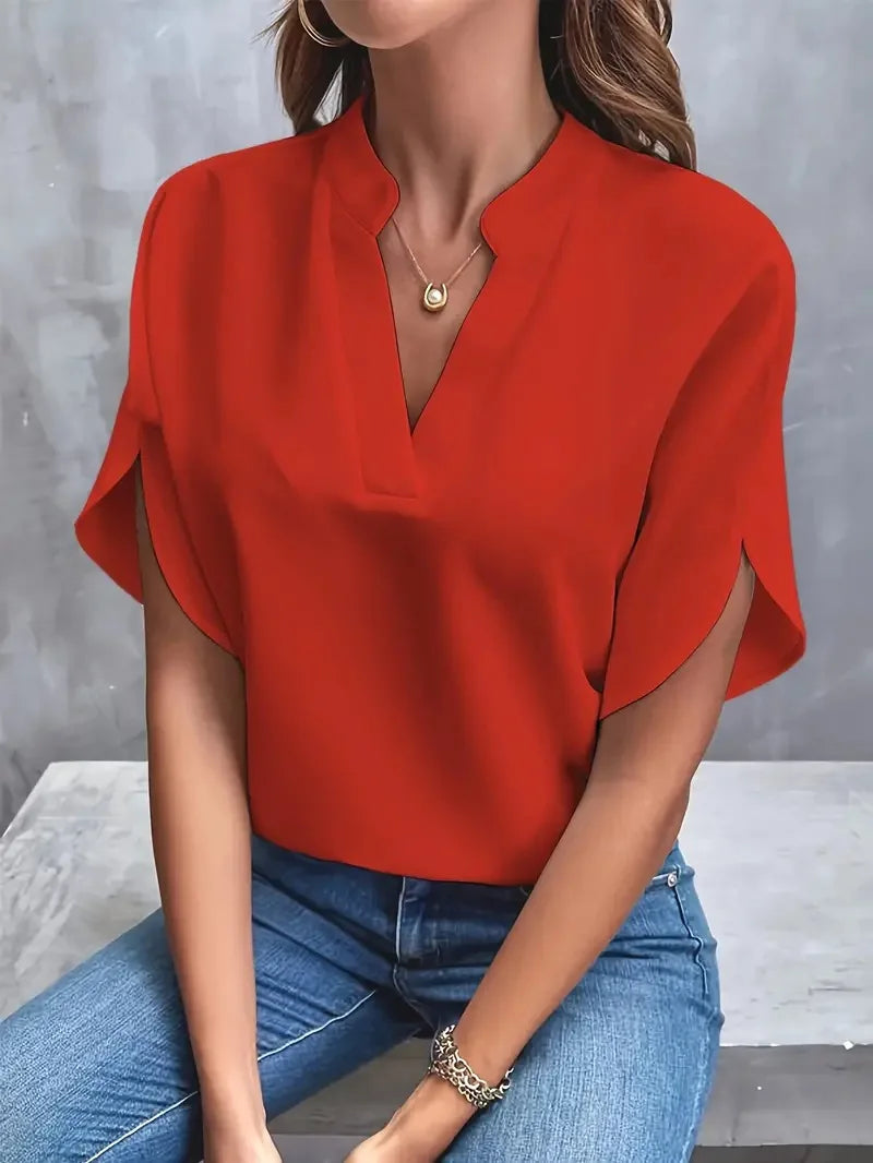 Delia | Soft Elegant V-Neck Blouse