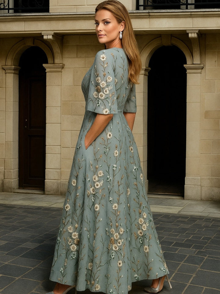 Hazel | Elegant V-Neck Belted Boho Dress